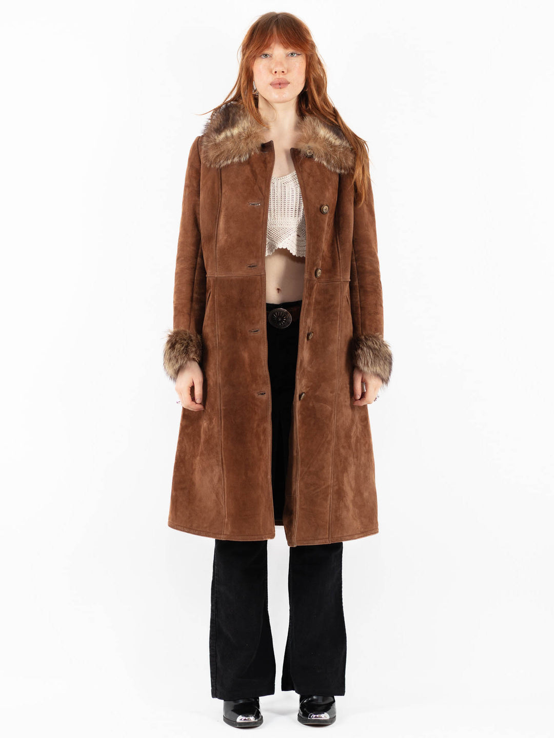 Vintage 70's Women Sheepskin Coat in BrownV9758