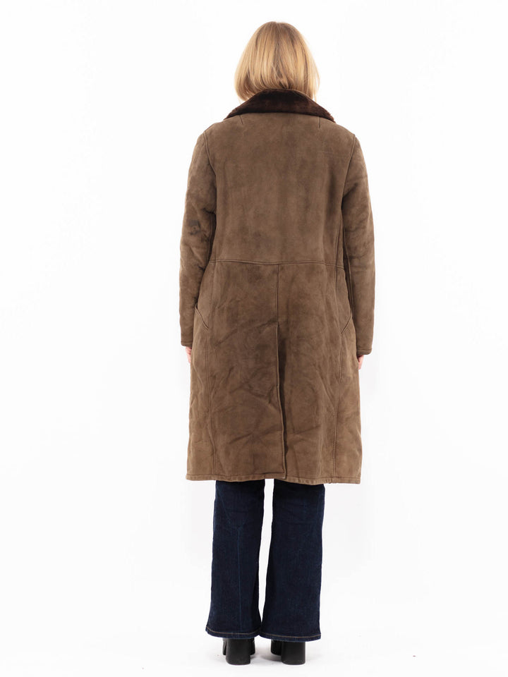Vintage 70's Women Sheepskin Coat in Brown A1113