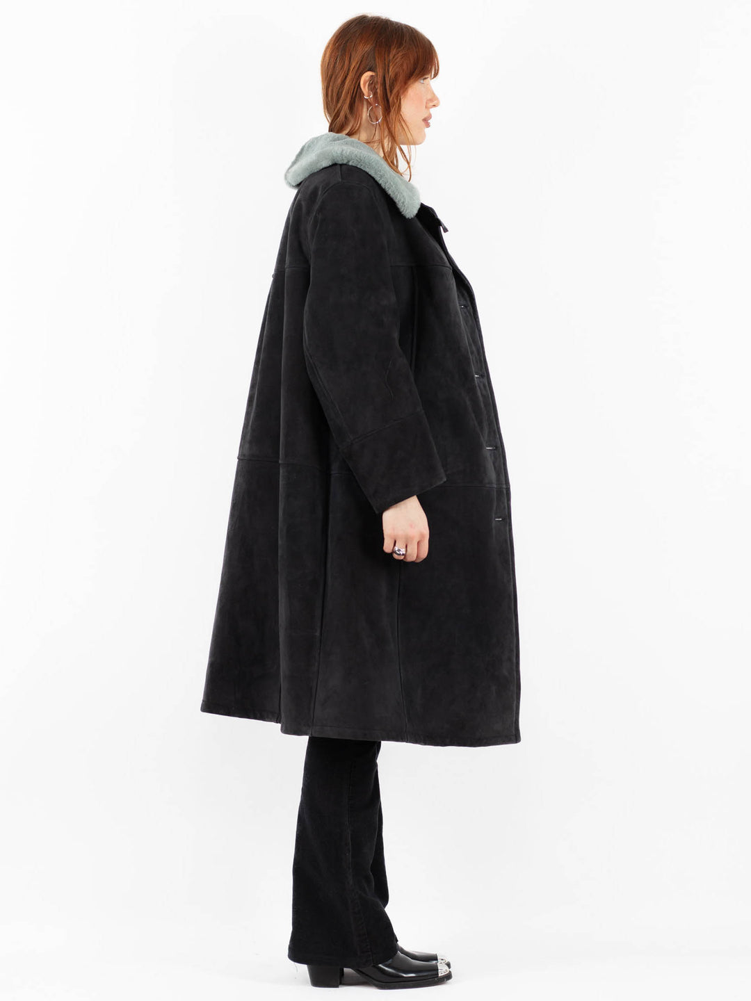 Vintage 70's Women Sheepskin Coat in GrayV9782
