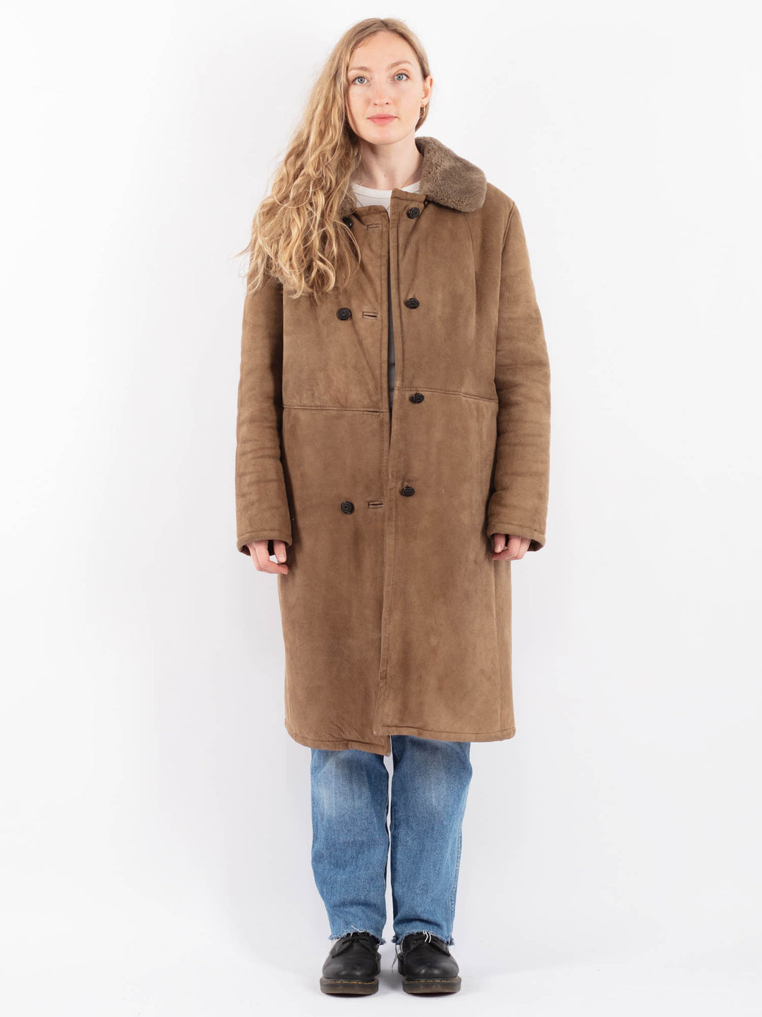 Vintage 70's Women Sheepskin Coat in BeigeV9496