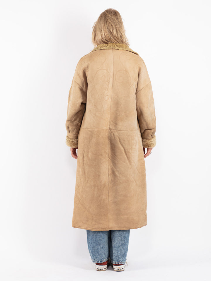 Vintage 70's Women Sheepskin Coat in Beige