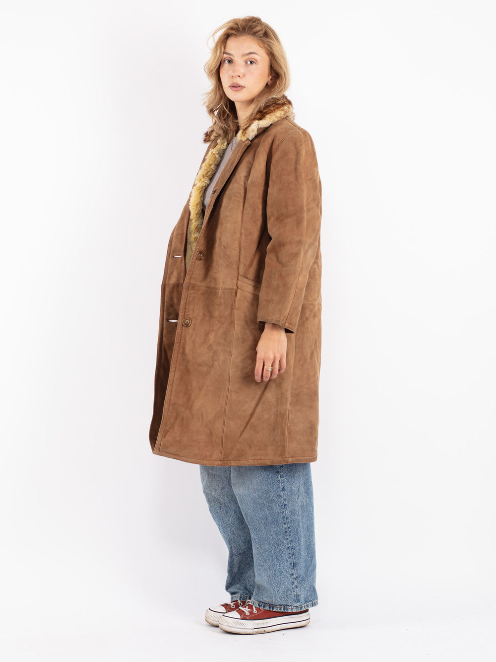 Vintage 70's Women Sheepskin Coat in Brown