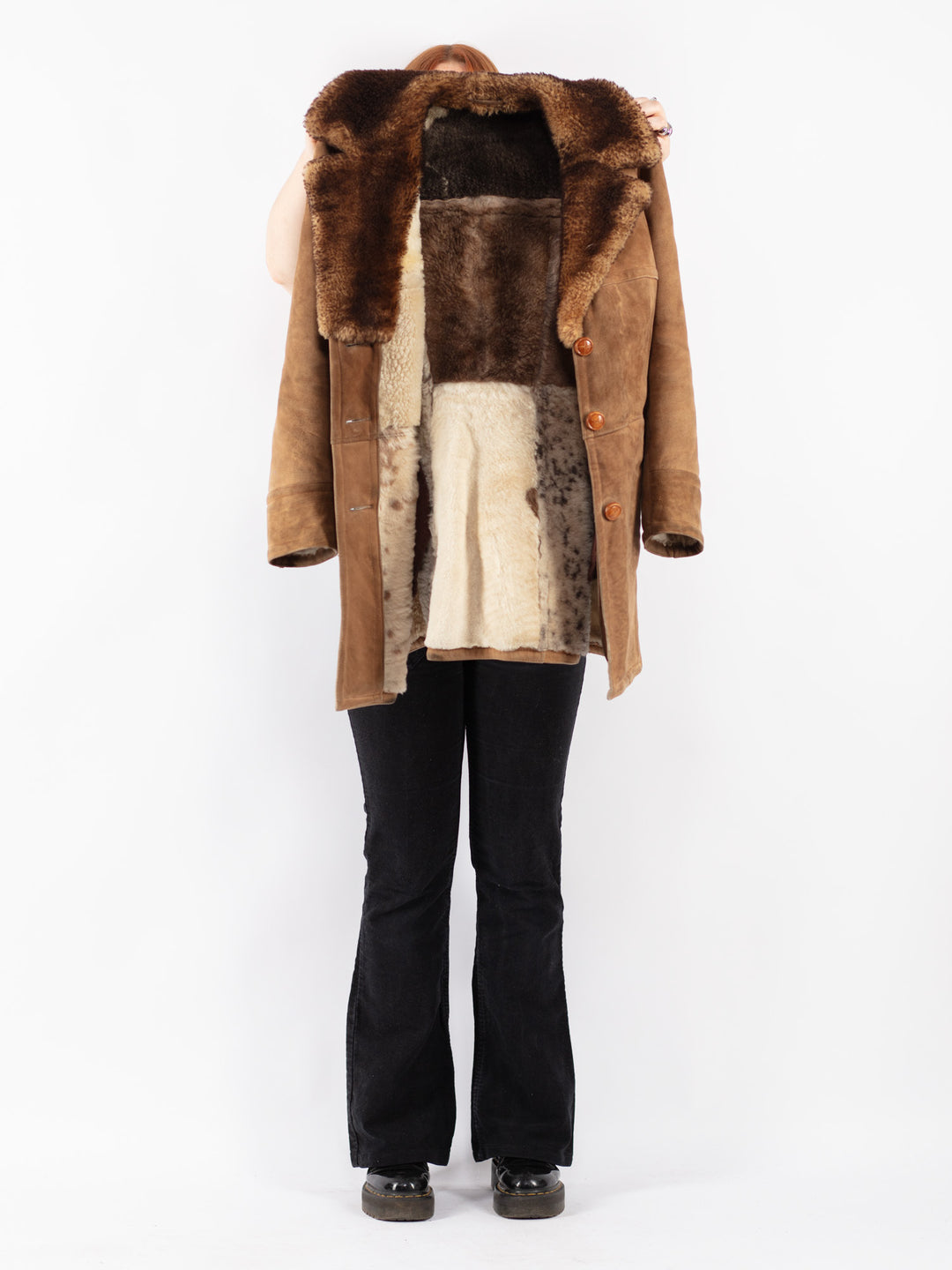 Vintage 70's Women Sheepskin Coat in Beige