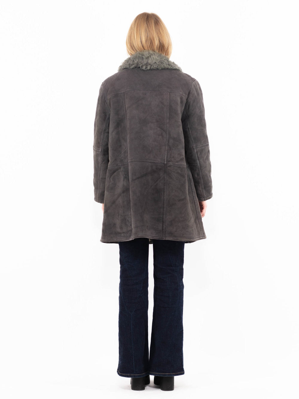 Vintage 70's Women Sheepskin Coat in GrayA1158