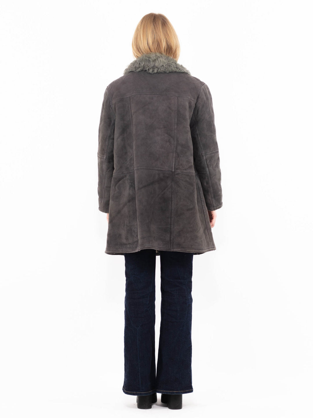 Vintage 70's Women Sheepskin Coat in GrayA1158