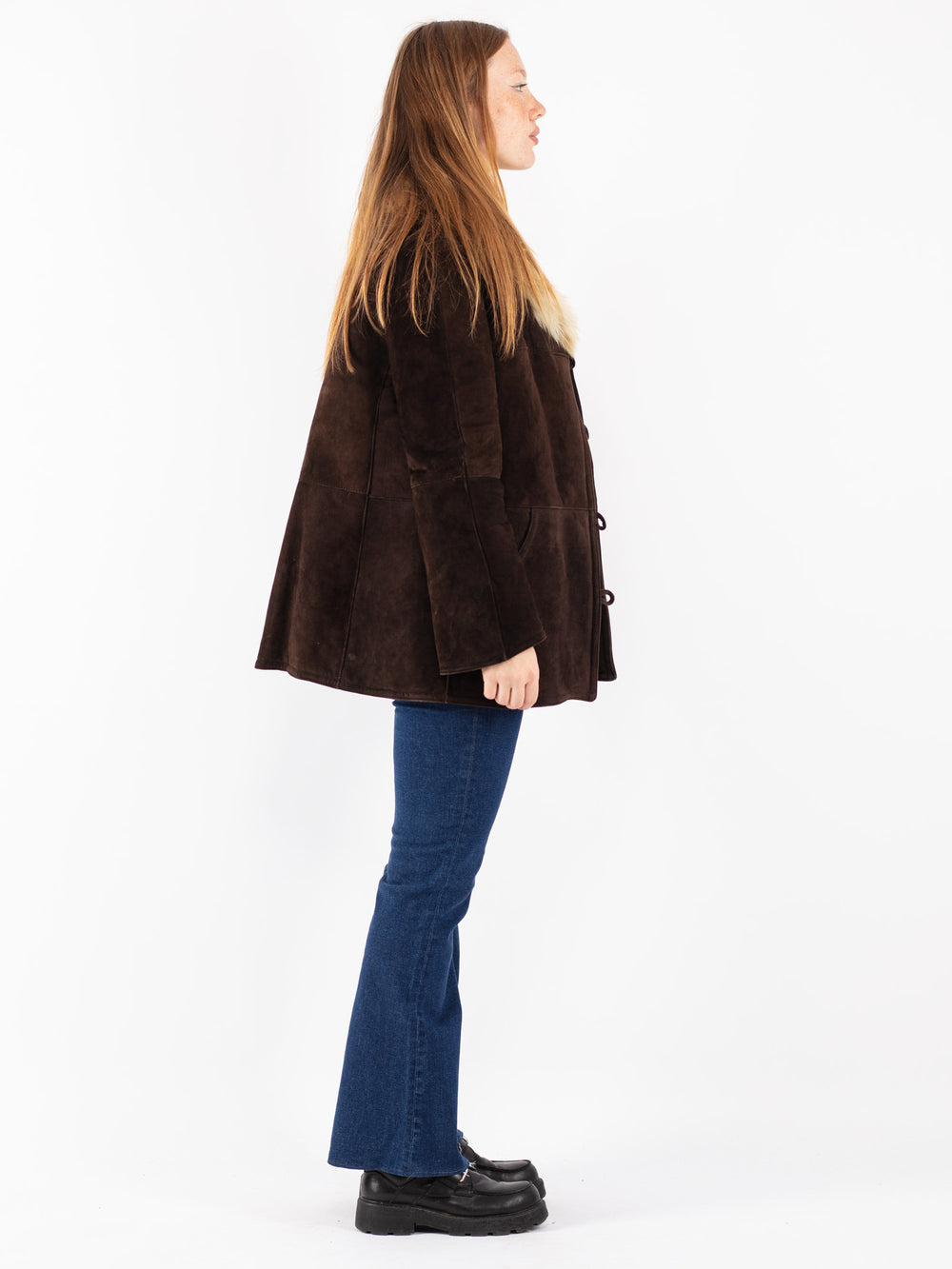Vintage 70's Women Sheepskin Coat in Brown