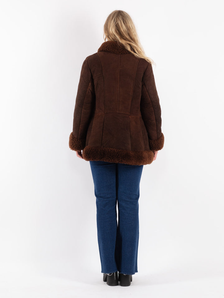 Vintage 70's Women Sheepskin Coat in BrownV8811