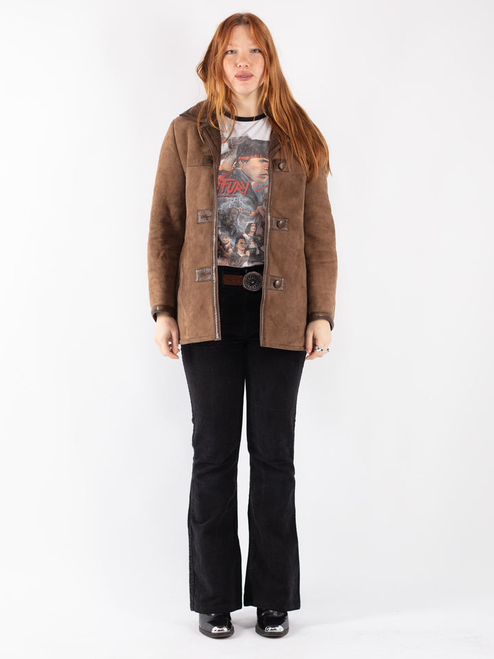 Vintage 70's Women Sheepskin Coat in Brown