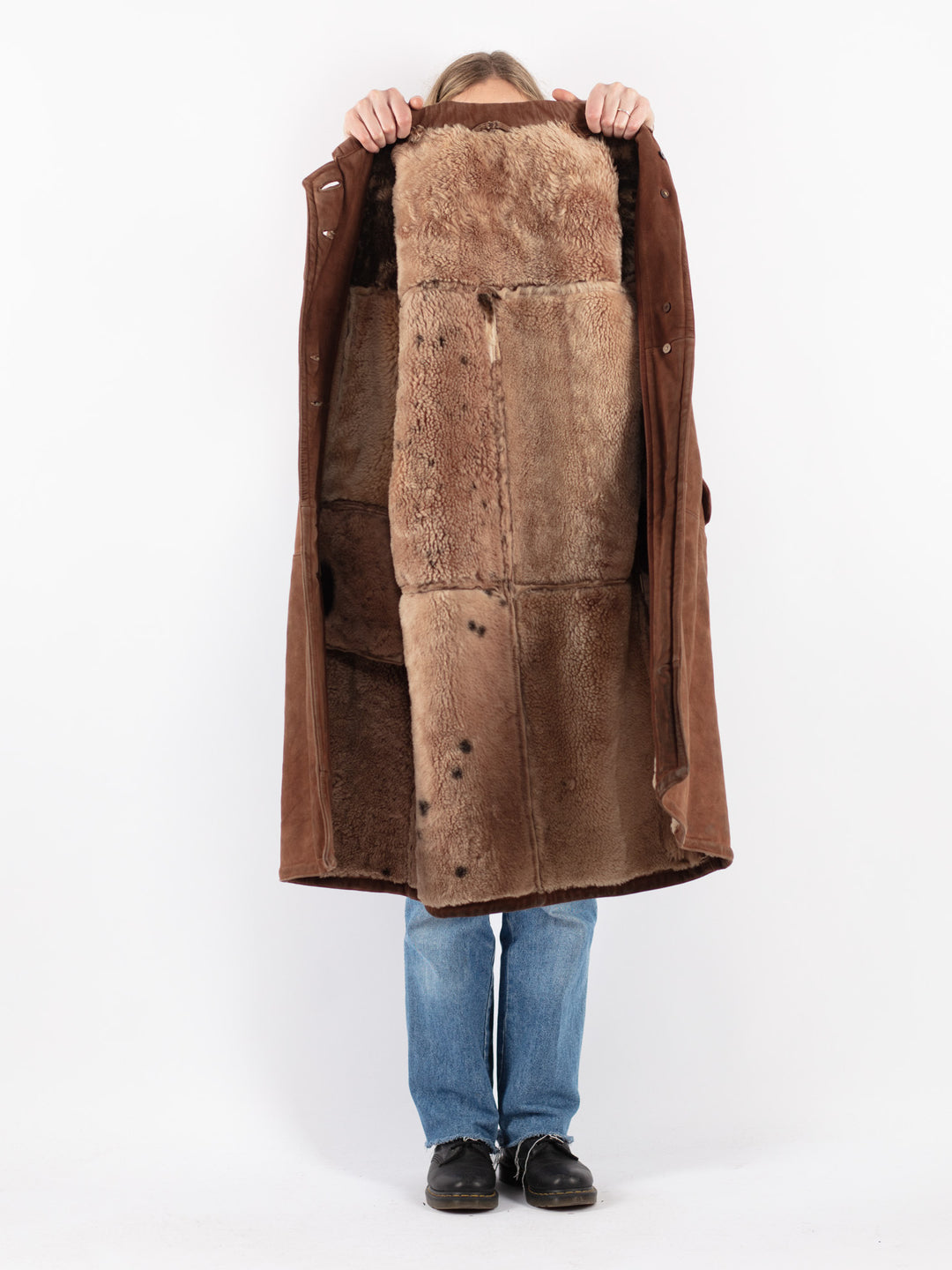 Vintage 70's Women Sheepskin Coat in Brown