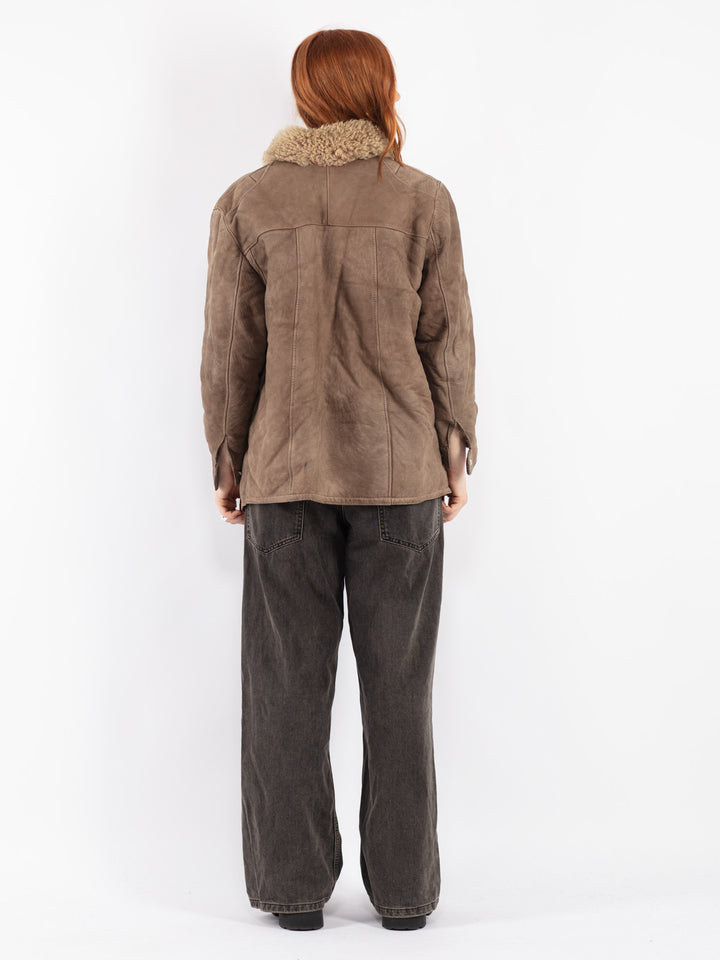 Vintage 70's Women Sheepskin Jacket in Beige