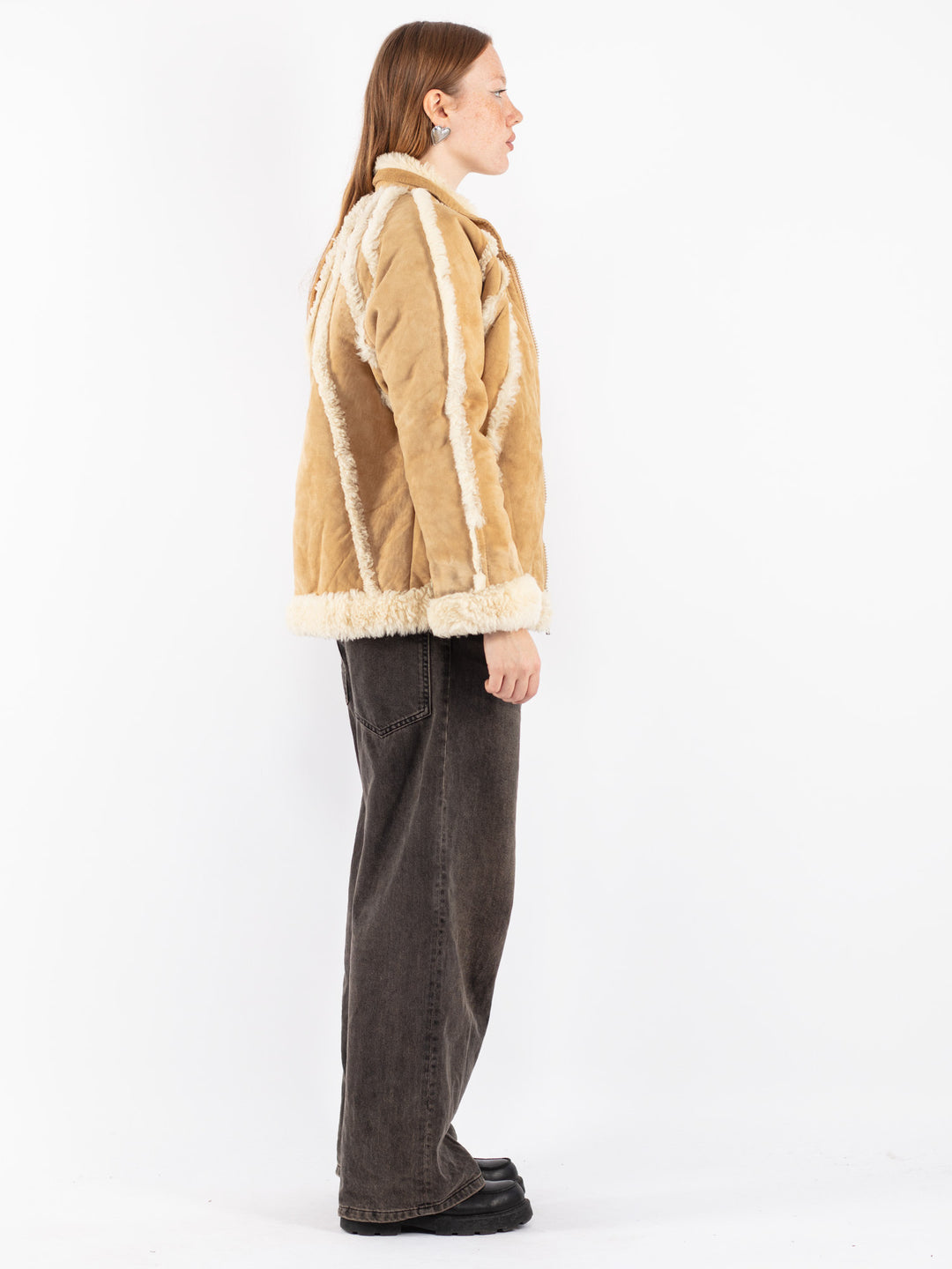 Vintage 70's Women Sheepskin Jacket in Beige