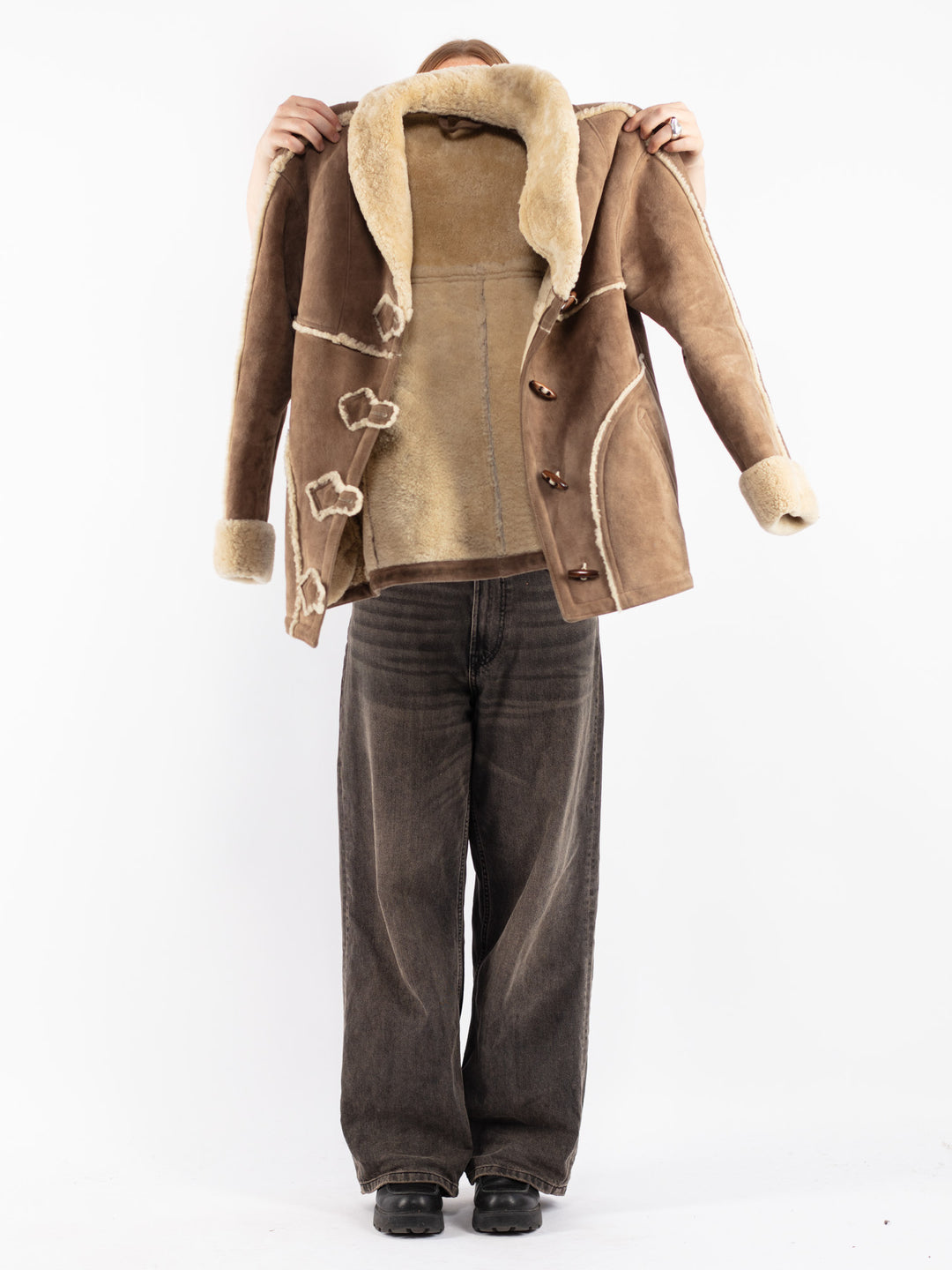 Vintage 70's Women Sheepskin Jacket in Beige