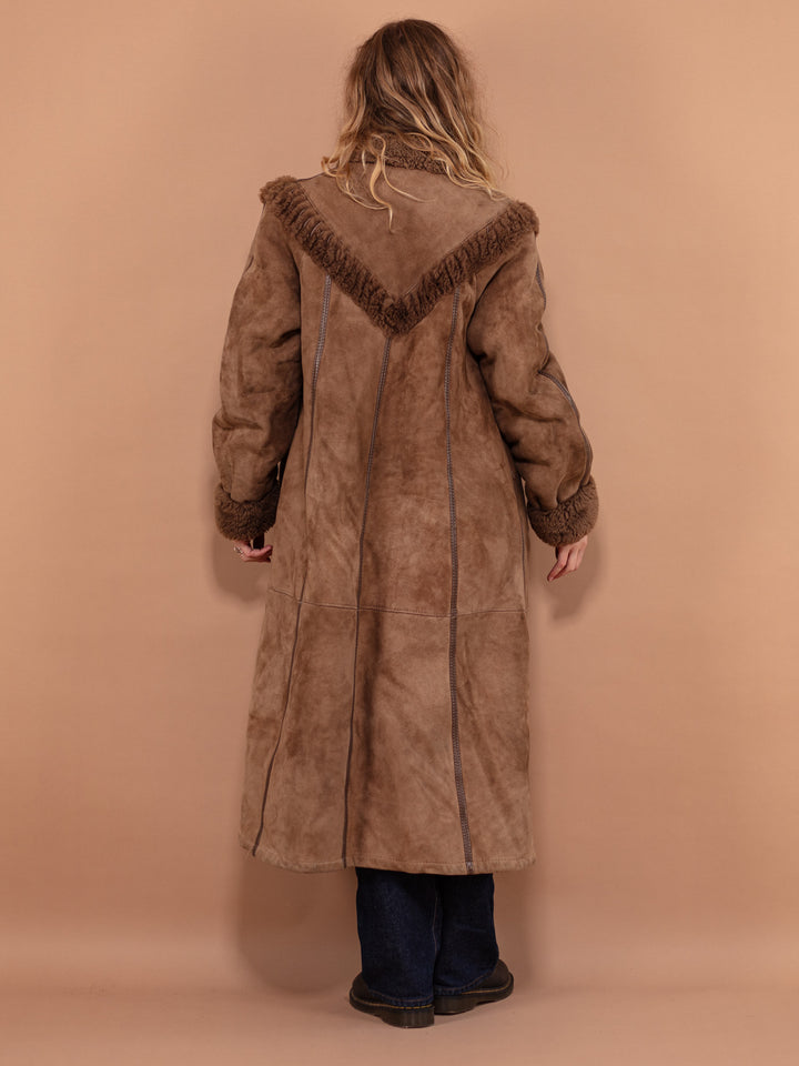 Vintage 70's Women Sheepskin Long Coat in Beige - NorthernGrip