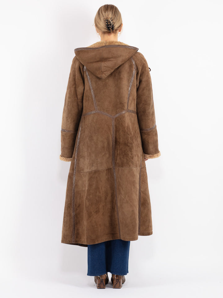 Vintage 70's Women Sheepskin Coat in Brown