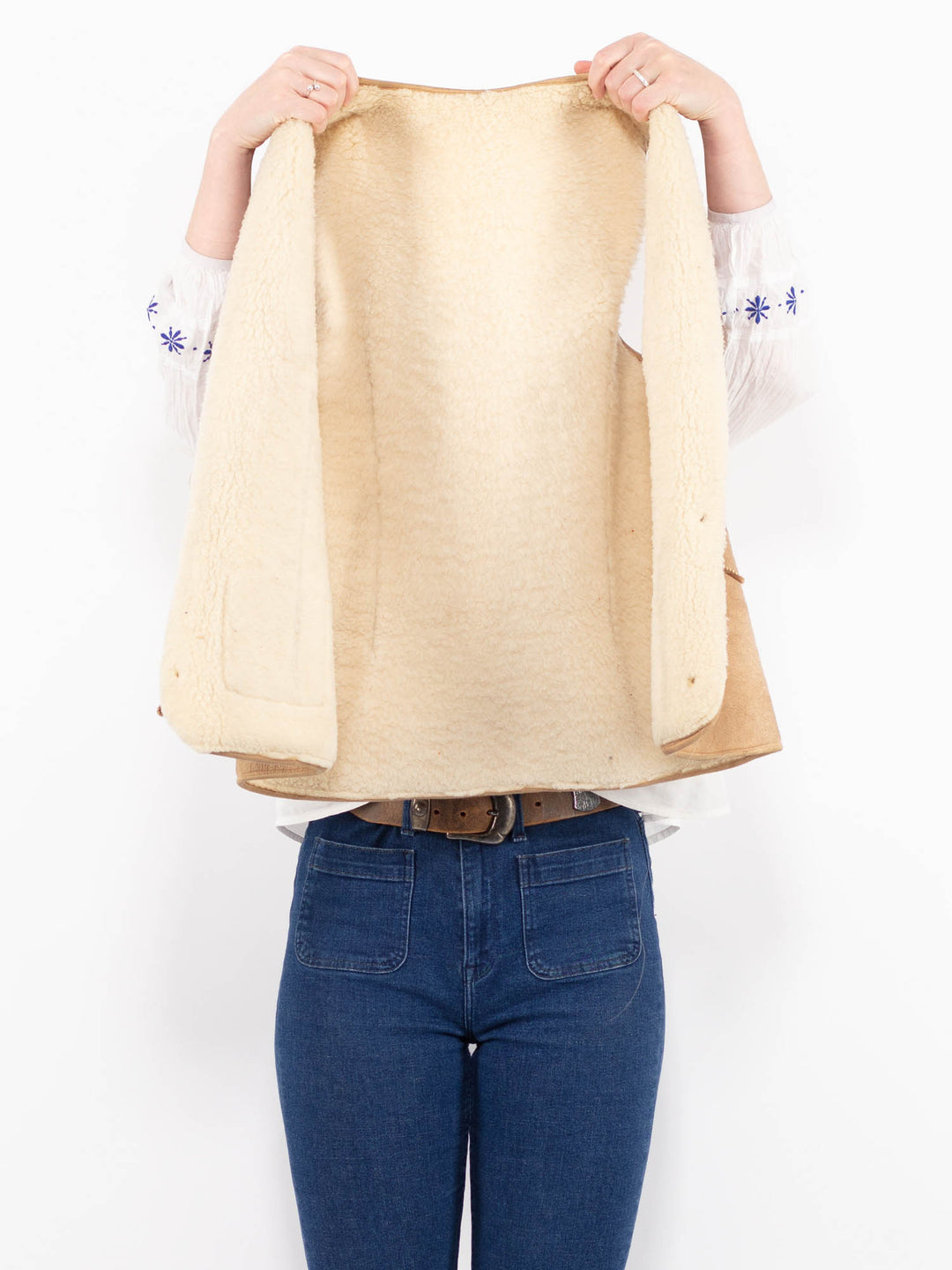 Vintage 70's Women Sheepskin Vest in BeigeA0973
