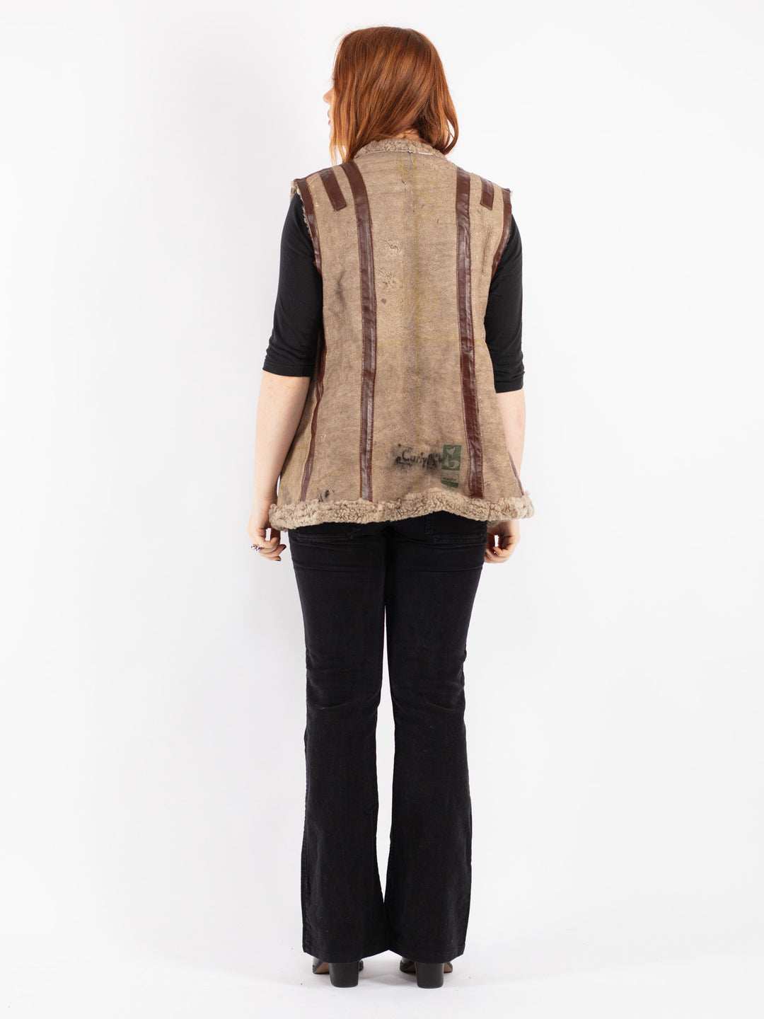 Vintage 70's Women Sheepskin Vest in Brown
