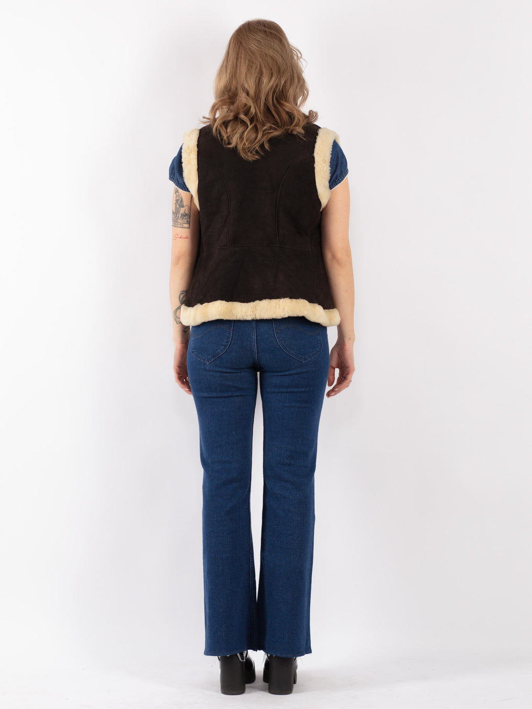 Vintage 70's Women Sheepskin Vest in Brown