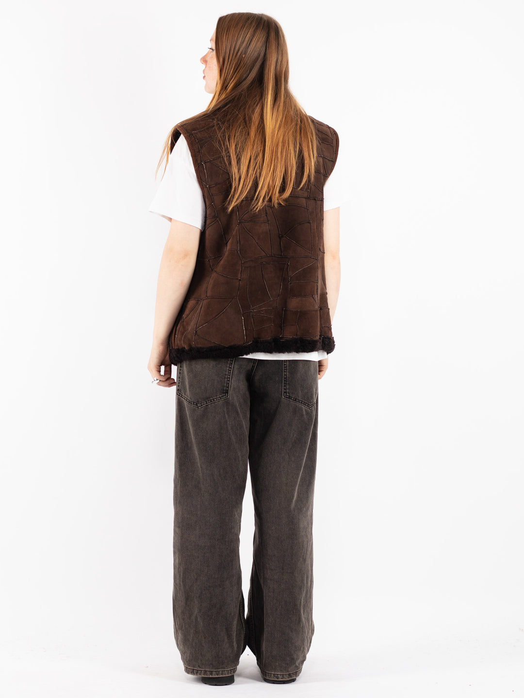 Vintage 70's Women Sheepskin Vest in Brown