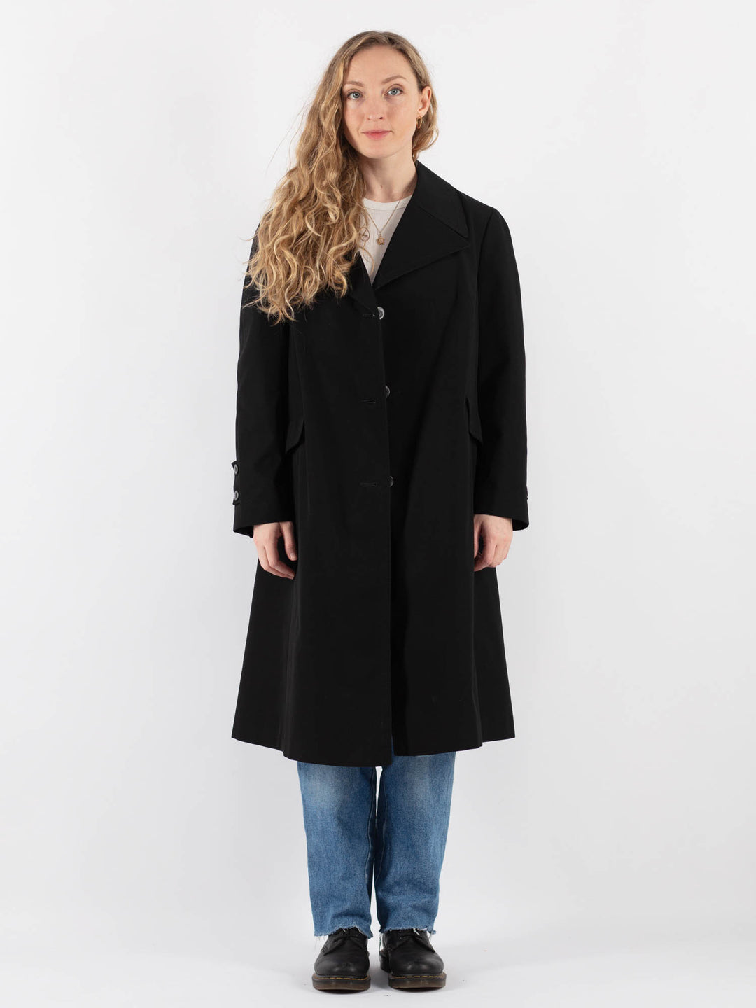 Vintage 70's Women Trench in Black
