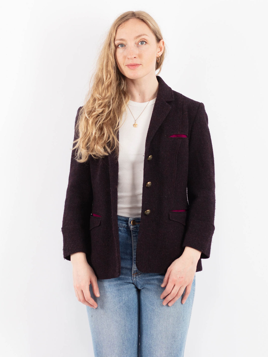 Vintage 70's Women Harris Tweed Jacket in PurpleV9519