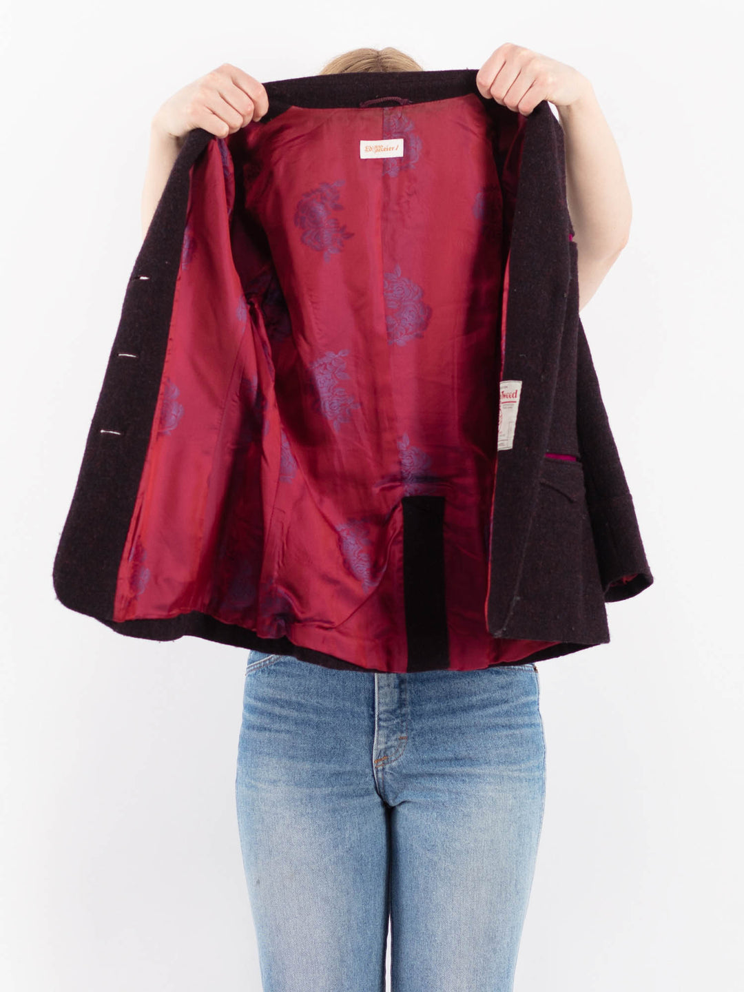 Vintage 70's Women Harris Tweed Jacket in PurpleV9519