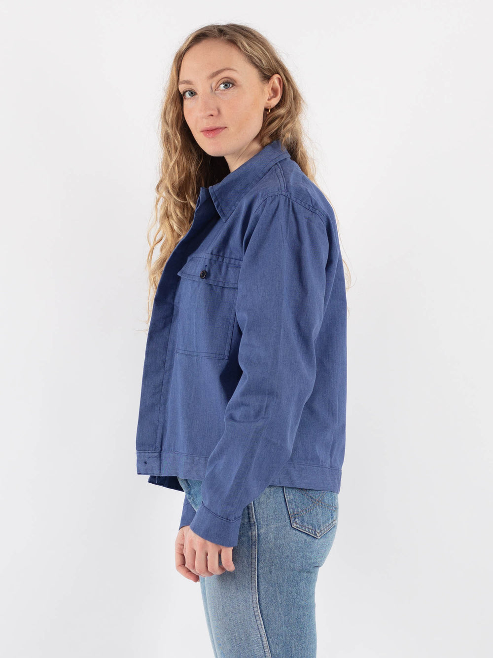 Vintage 70's Women Work Jacket in Blue