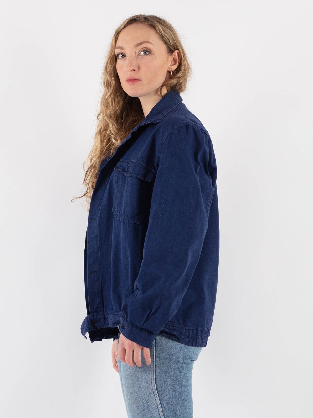Vintage 70's Women Work Jacket in Blue