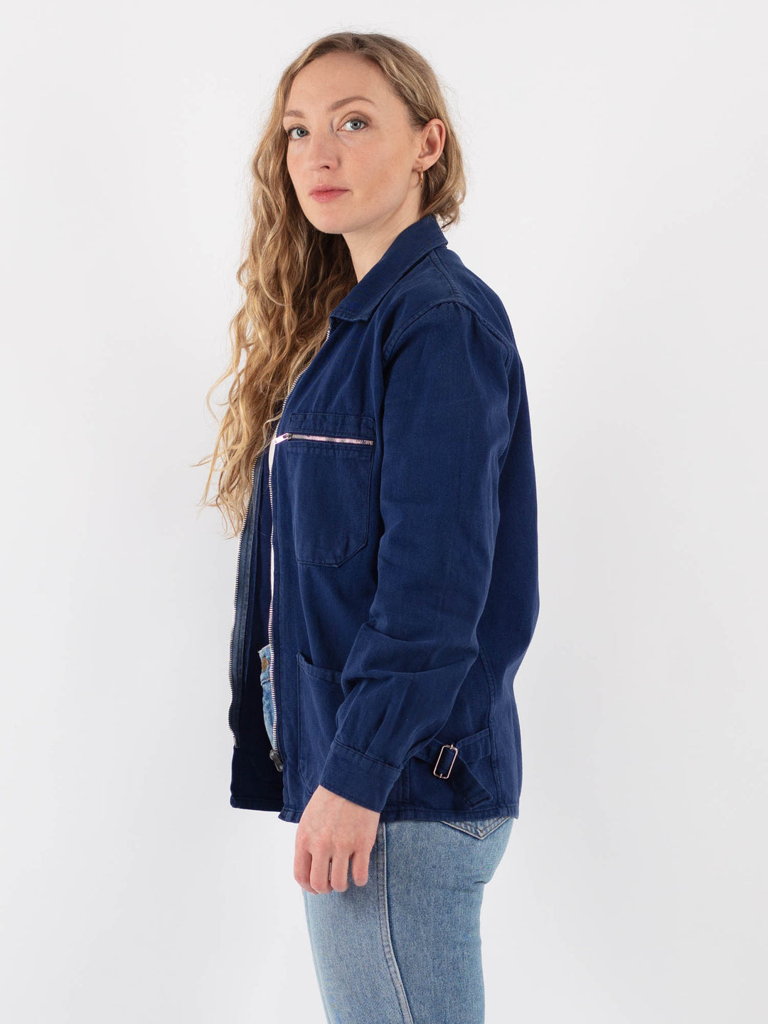 Vintage 70's Women Work Jacket in Blue