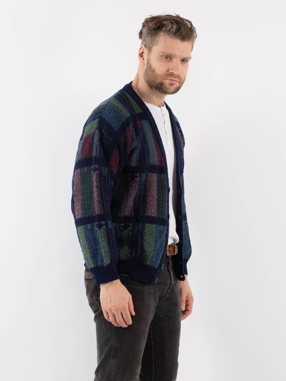 Vintage 70's Men Cardigan in BlueZ955