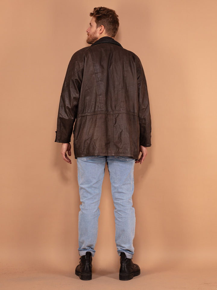Vintage 80's Men Leather Jacket in Brown - NorthernGrip