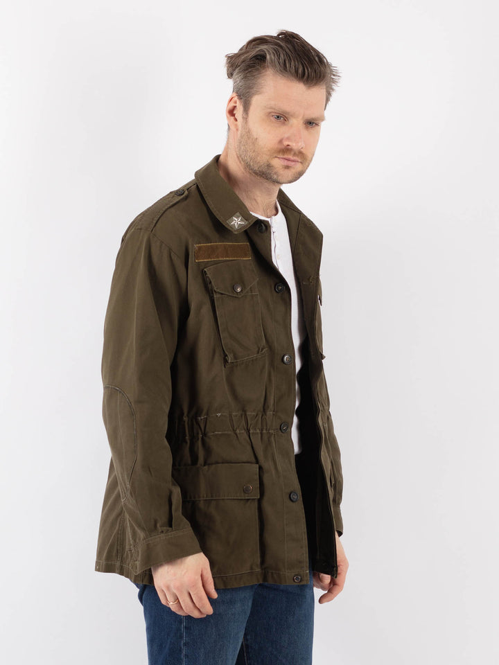 Vintage 80. gadu vīriešu itāļu militārā jaka zaļā krāsā