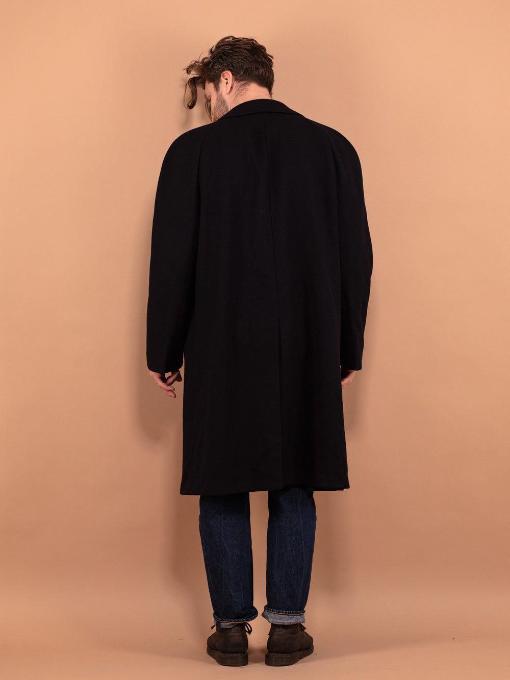 Vintage 80's Men Pure New Wool Coat in Blue - NorthernGrip