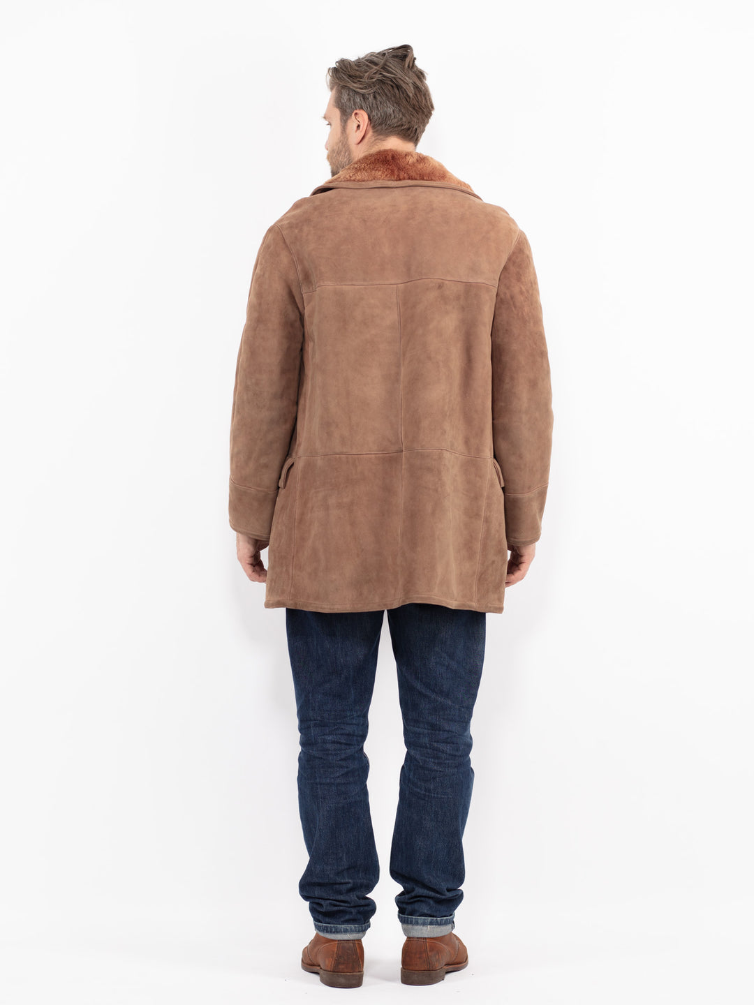 Vintage 80's Men Sheepskin Coat in BrownZ2704