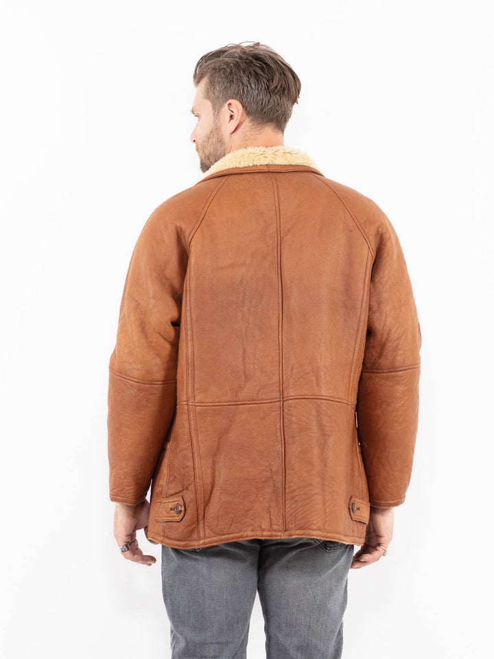 Vintage 80's Men Sheepskin Coat in BrownZ1994
