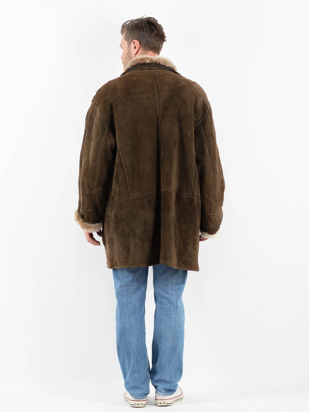 Vintage 80's Men Sheepskin Coat in GreenZ1801