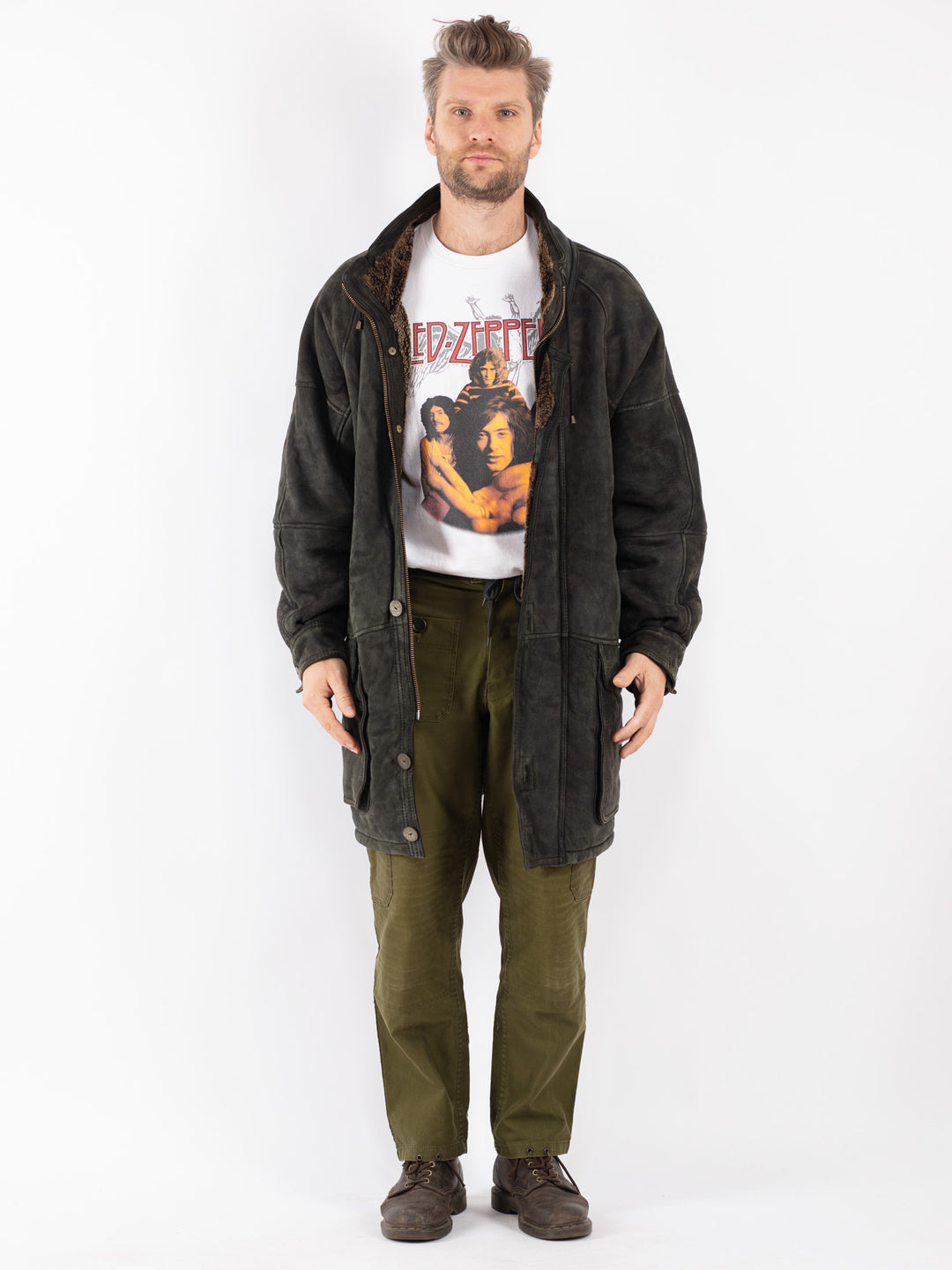 Vintage 80's Men Sheepskin in Green