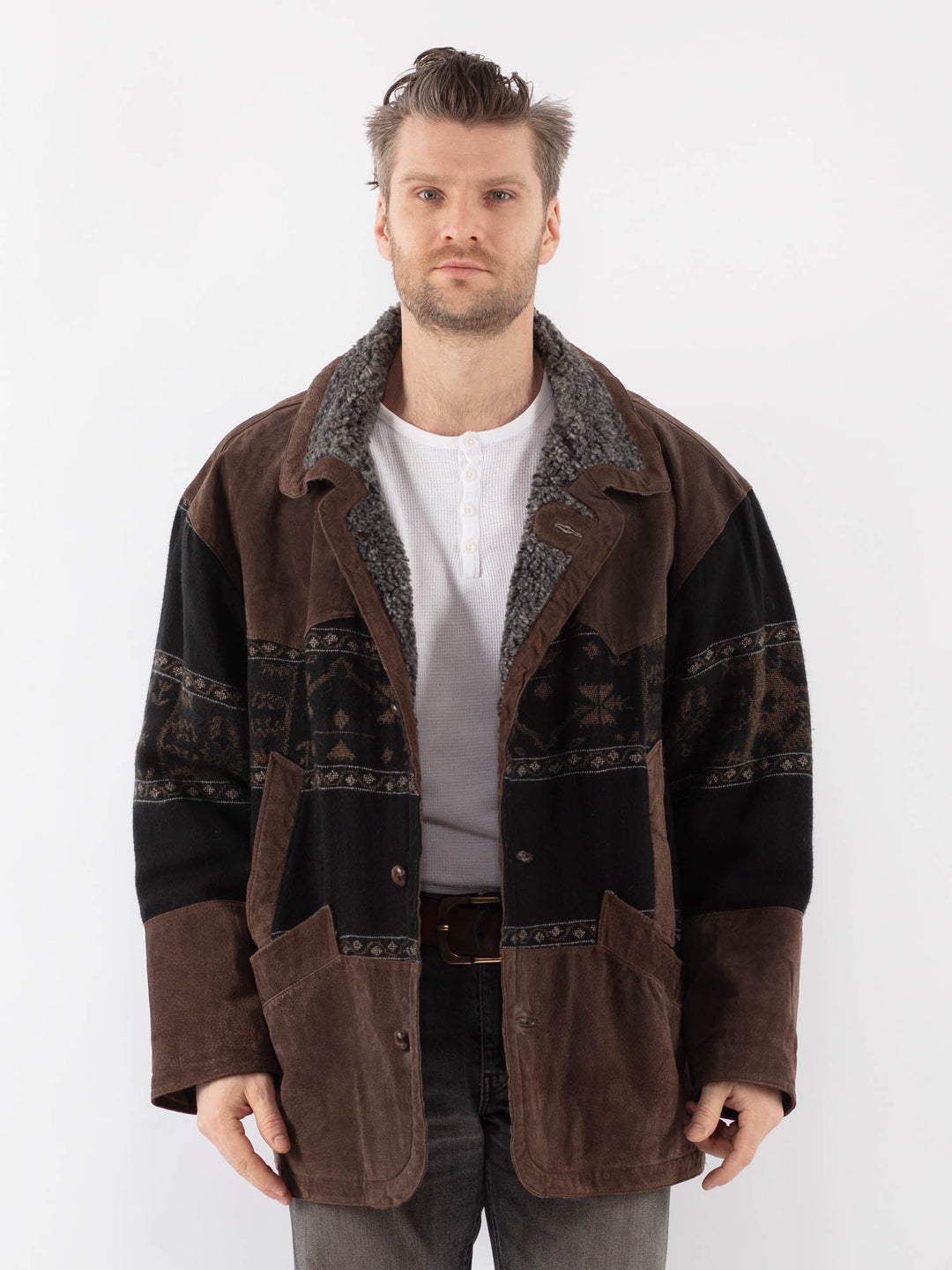 Vintage 80's Men Suede Jacket in BrownZ1114