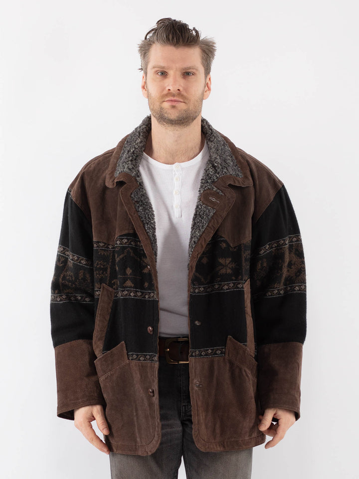 Vintage 80's Men Suede Jacket in BrownZ1114