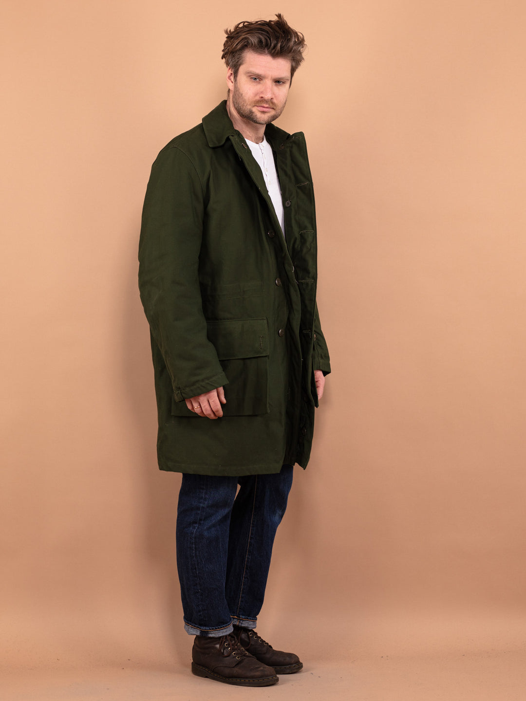 Vintage 80's Men Swedish Military Parka Coat in Green - NorthernGrip