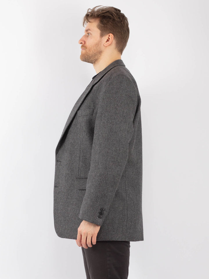 Vintage 80's Men Wool Blazer Jacket in GrayZ1292