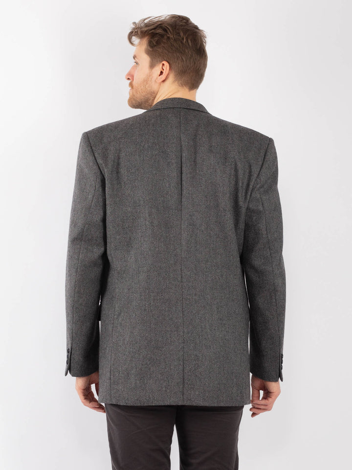 Vintage 80's Men Wool Blazer Jacket in GrayZ1292