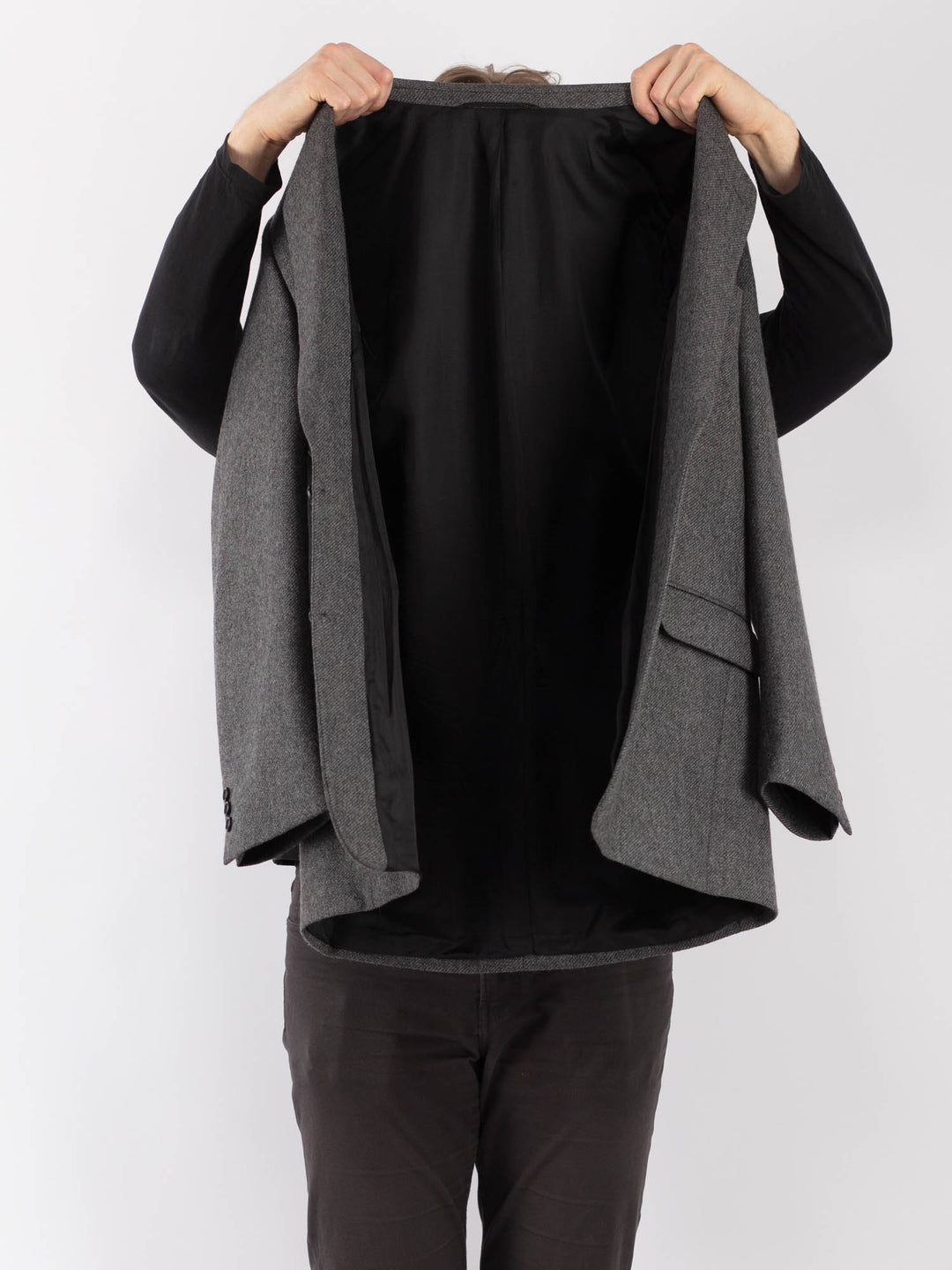 Vintage 80's Men Wool Blazer Jacket in GrayZ1292