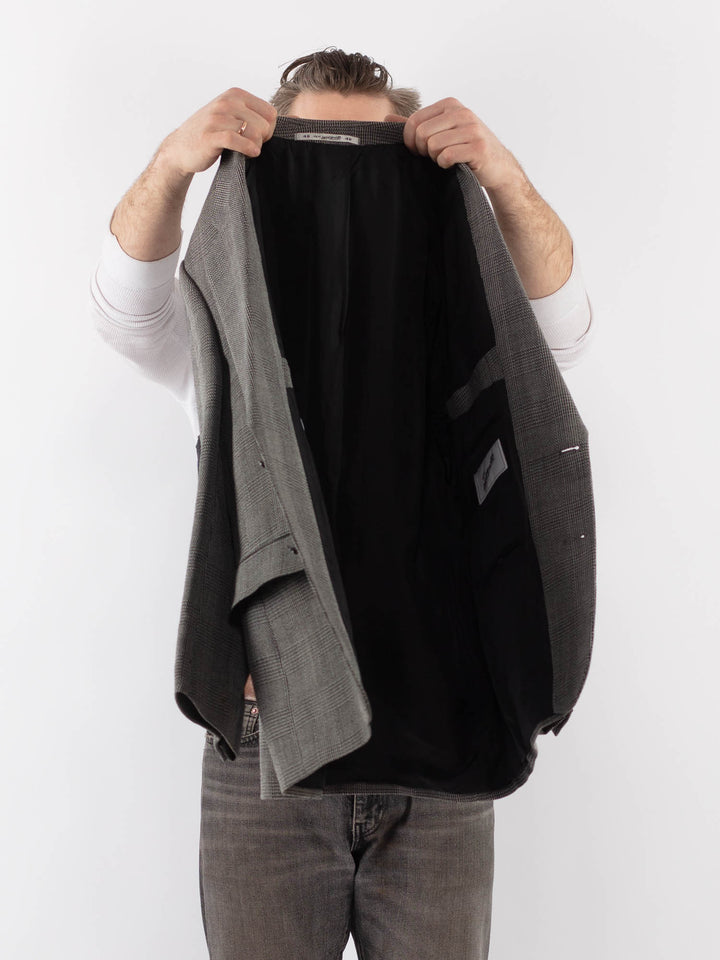 Vintage 80's Men Wool Blazer Jacket in GrayZ1063