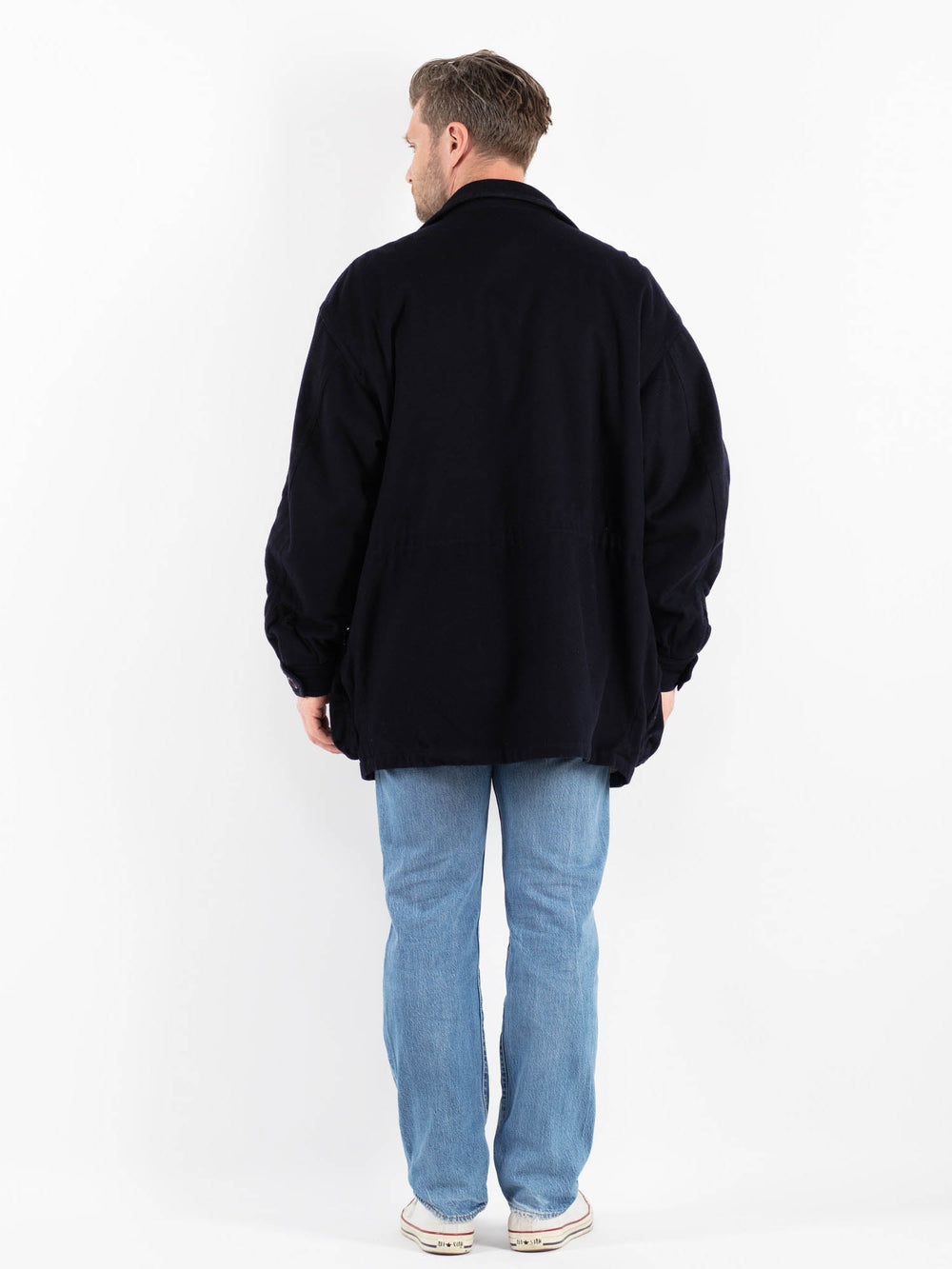 Vintage 80's Men Wool Blend Coat in BlueZ1769