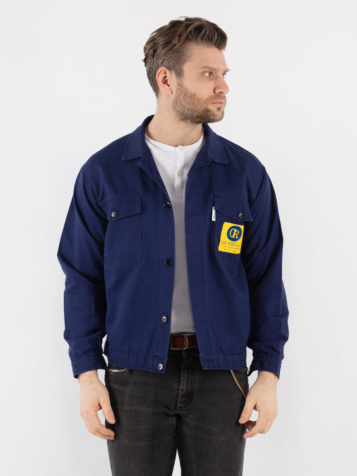 Vintage 80's Men Work Jacket in Blue