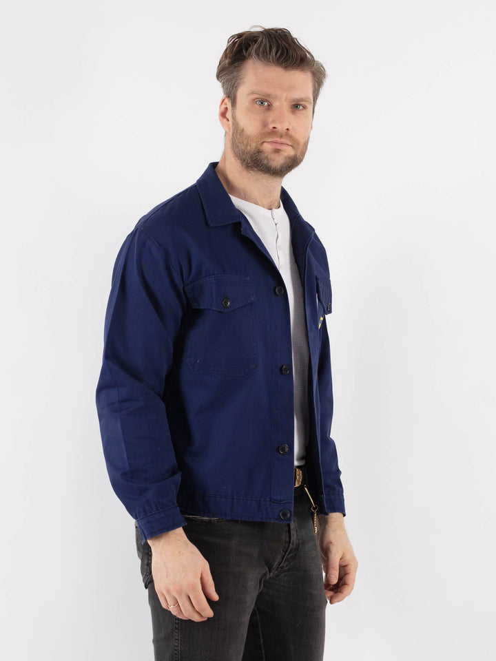 Vintage 80's Men Work Jacket in Blue