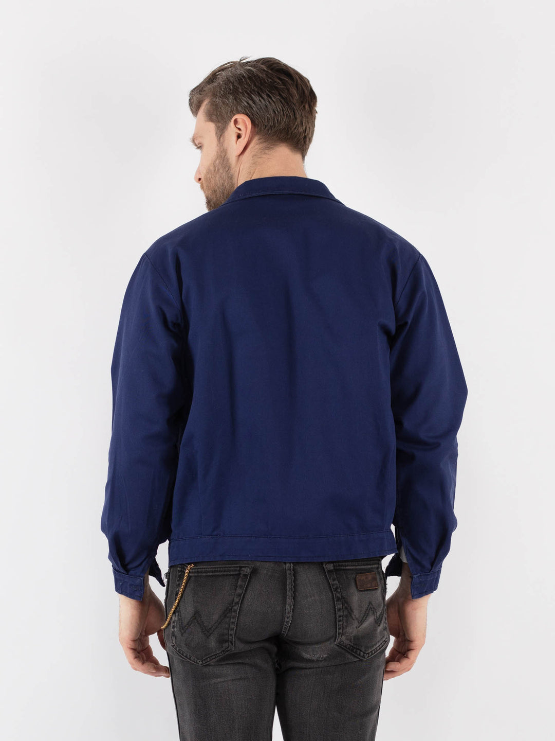 Vintage 80's Men Work Jacket in Blue