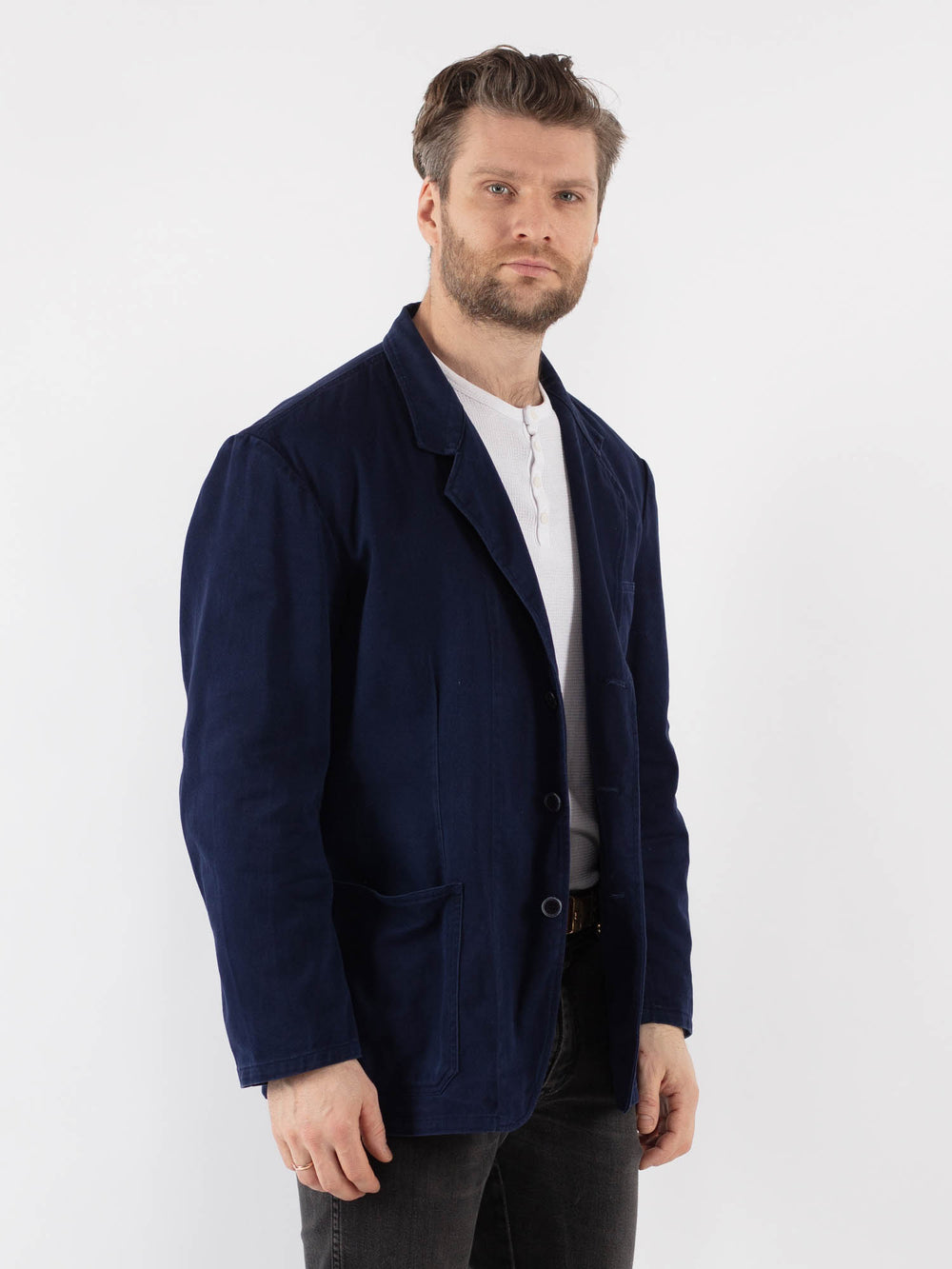 Vintage 80's Men Work Jacket in Blue