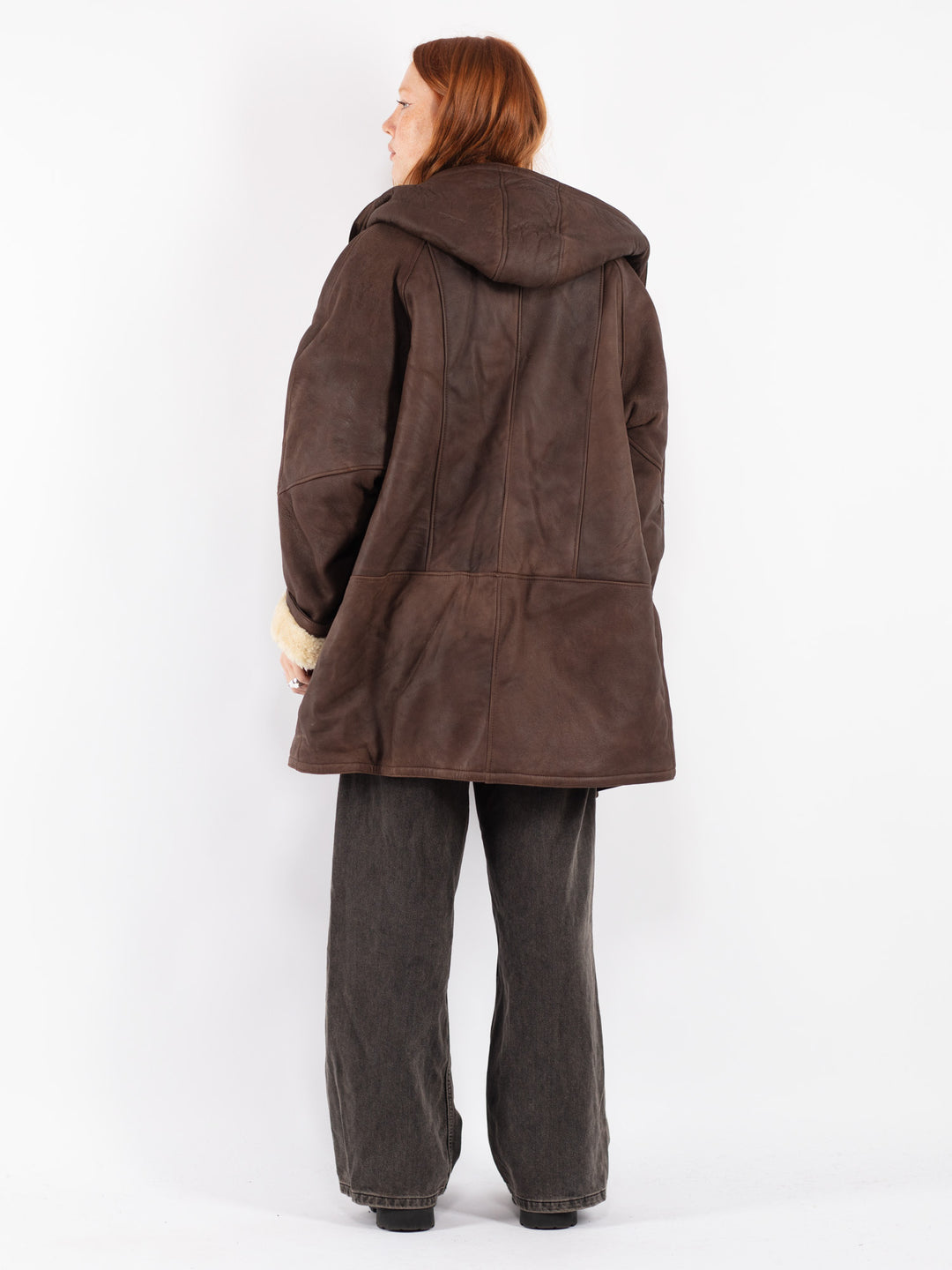 Vintage 80's Women Sheepskin Coat in Brown