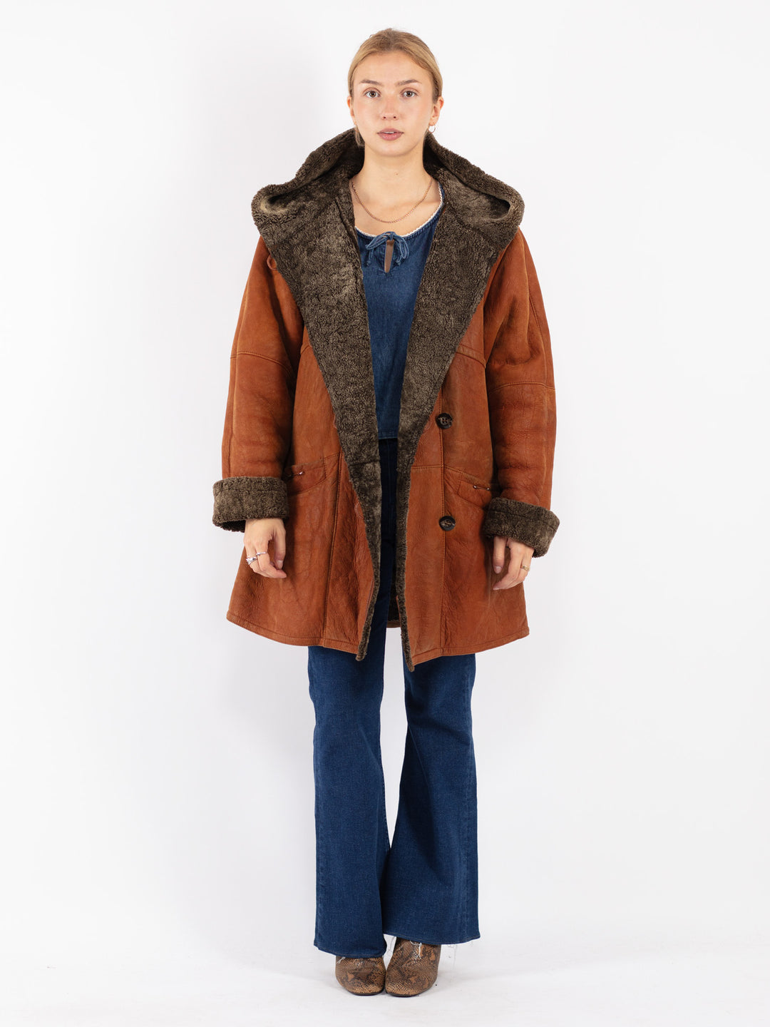 Vintage 80's Women Sheepskin Coat in